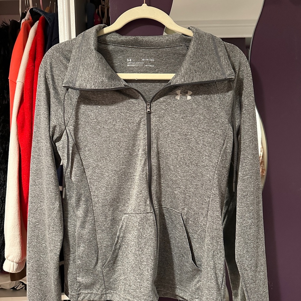 Under Armour Gray Fitted Zippered Polo Sweatshirt